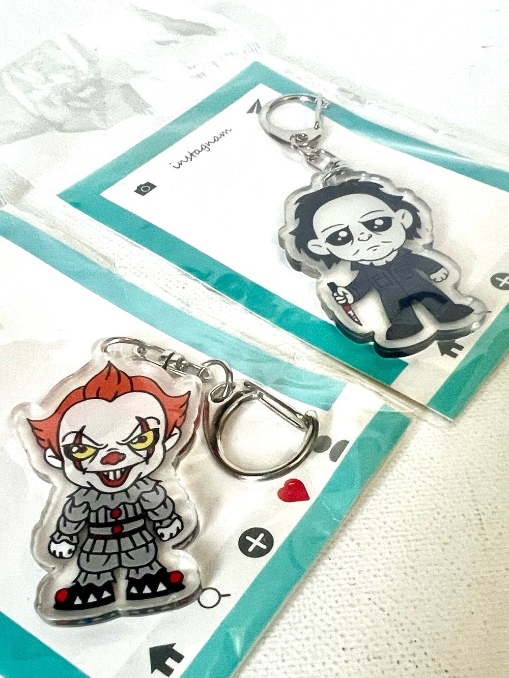 BWT Horror Character Acrylic Keychain Set — Michael Myers and Pennywise